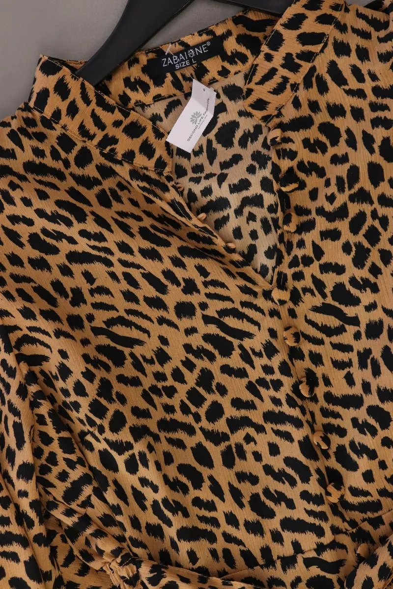Zabaione Langarmkleid Gr. L mit Tierdruck braun aus Polyester
