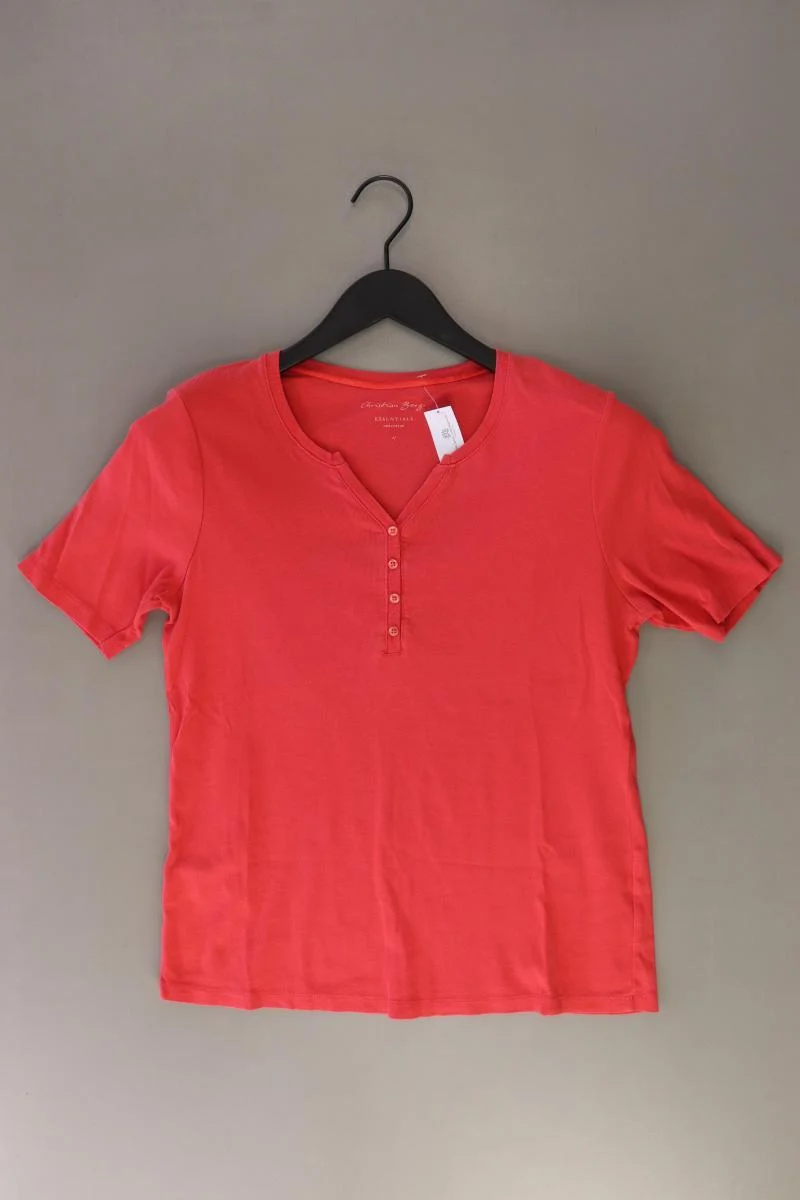 Christian Berg Shirt mit V-Ausschnitt Gr. 42 Kurzarm rot aus Baumwolle