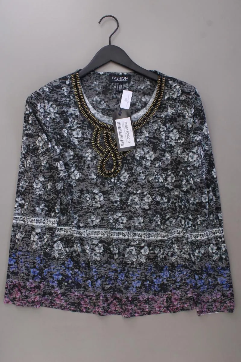 Fashio News Langarmshirt Gr. 44/46 mit Blumenmuster neu mit Etikett grau