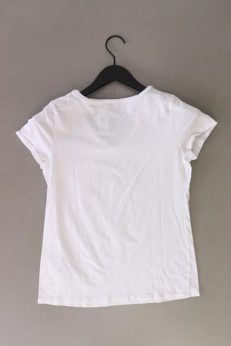 More&More Shirt mit V-Ausschnitt Gr. 36 Kurzarm mit Pailletten weiß
