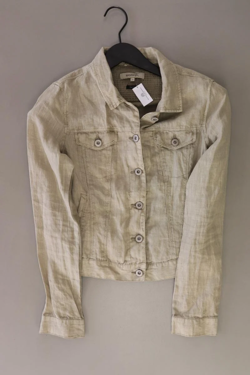 Sandwich_ Übergangsjacke Gr. 34 grau aus Leinen