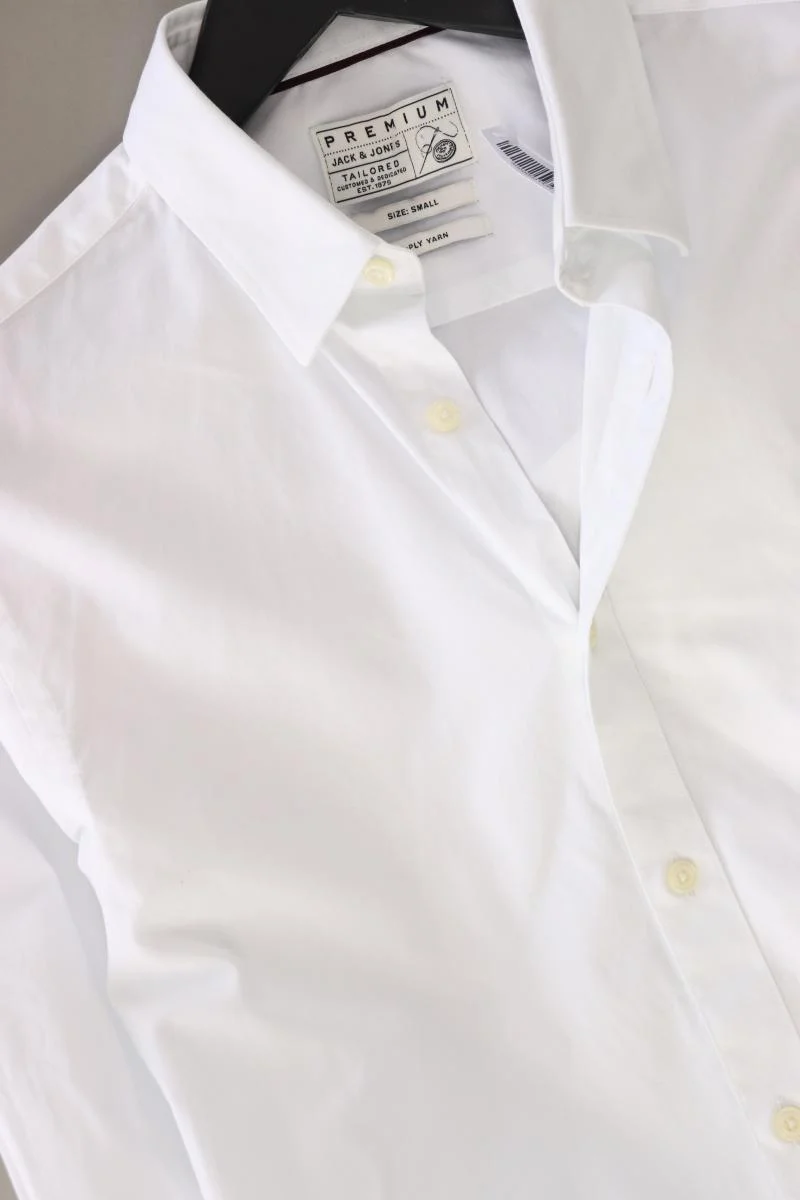 Jack & Jones Langarmhemd für Herren Gr. S weiß aus Baumwolle