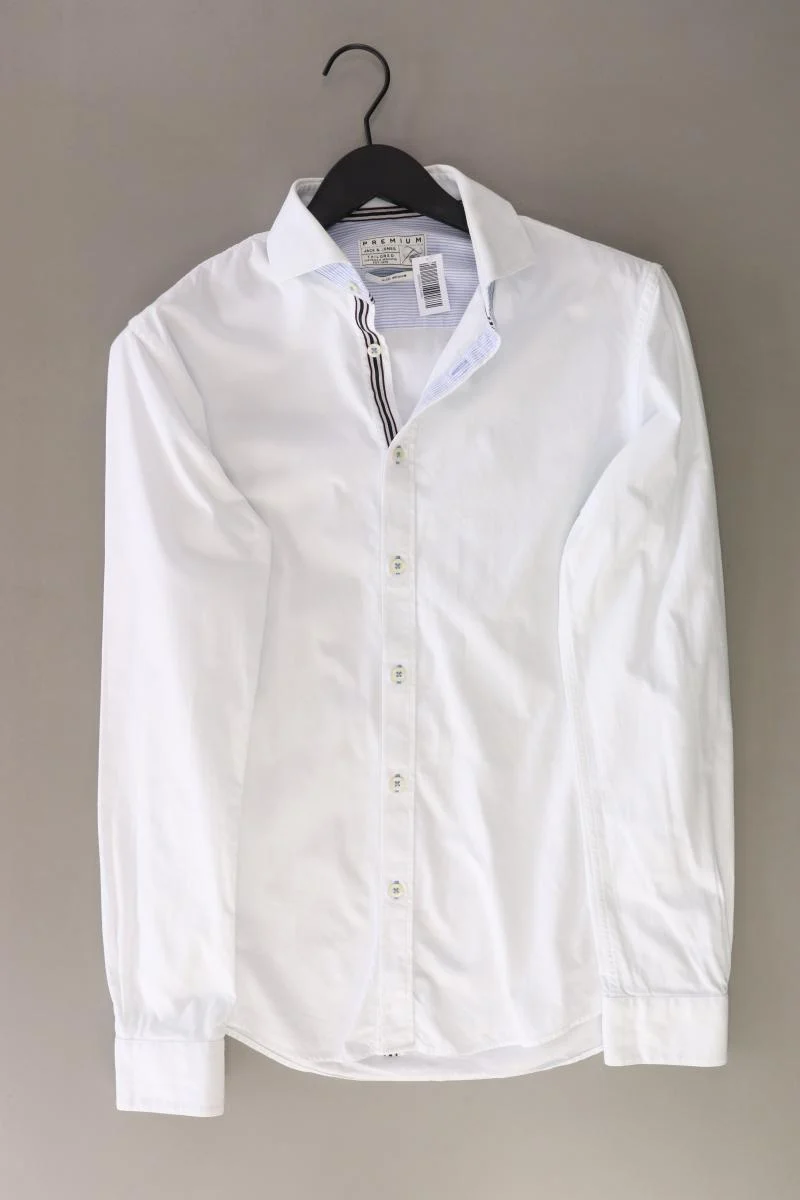 Jack & Jones Langarmhemd für Herren Gr. M weiß aus Baumwolle