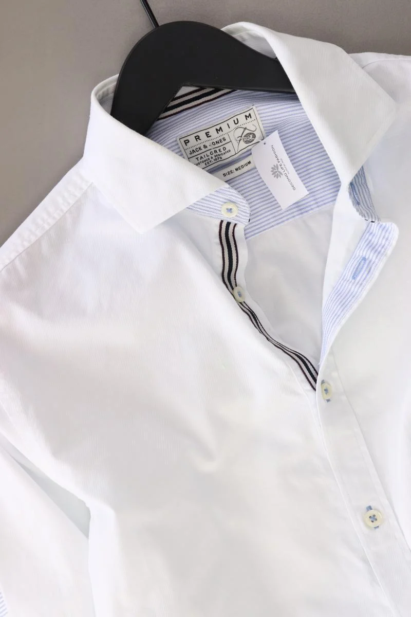 Jack & Jones Langarmhemd für Herren Gr. M weiß aus Baumwolle