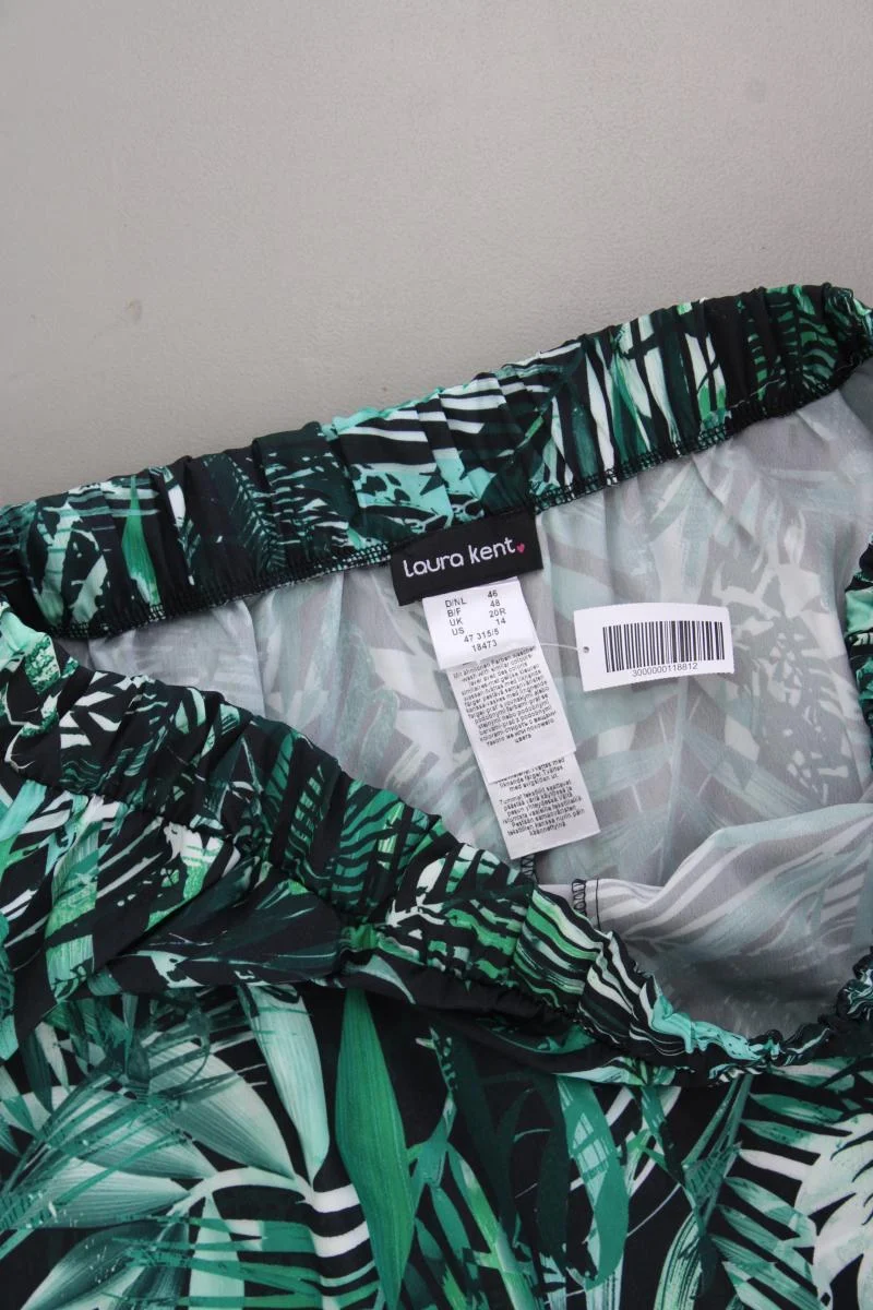 Laura Kent Hose mit Palmenmuster Gr. 48 neuwertig grün aus Polyester