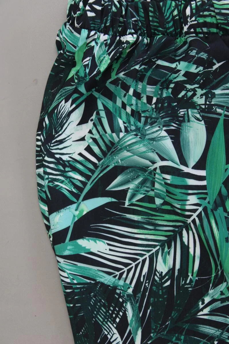 Laura Kent Hose mit Palmenmuster Gr. 48 neuwertig grün aus Polyester