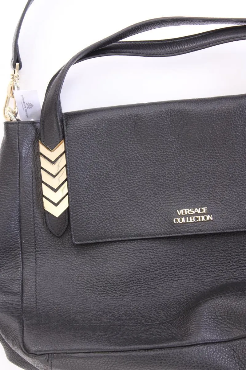 Versace Collection Umhängetasche schwarz aus Leder