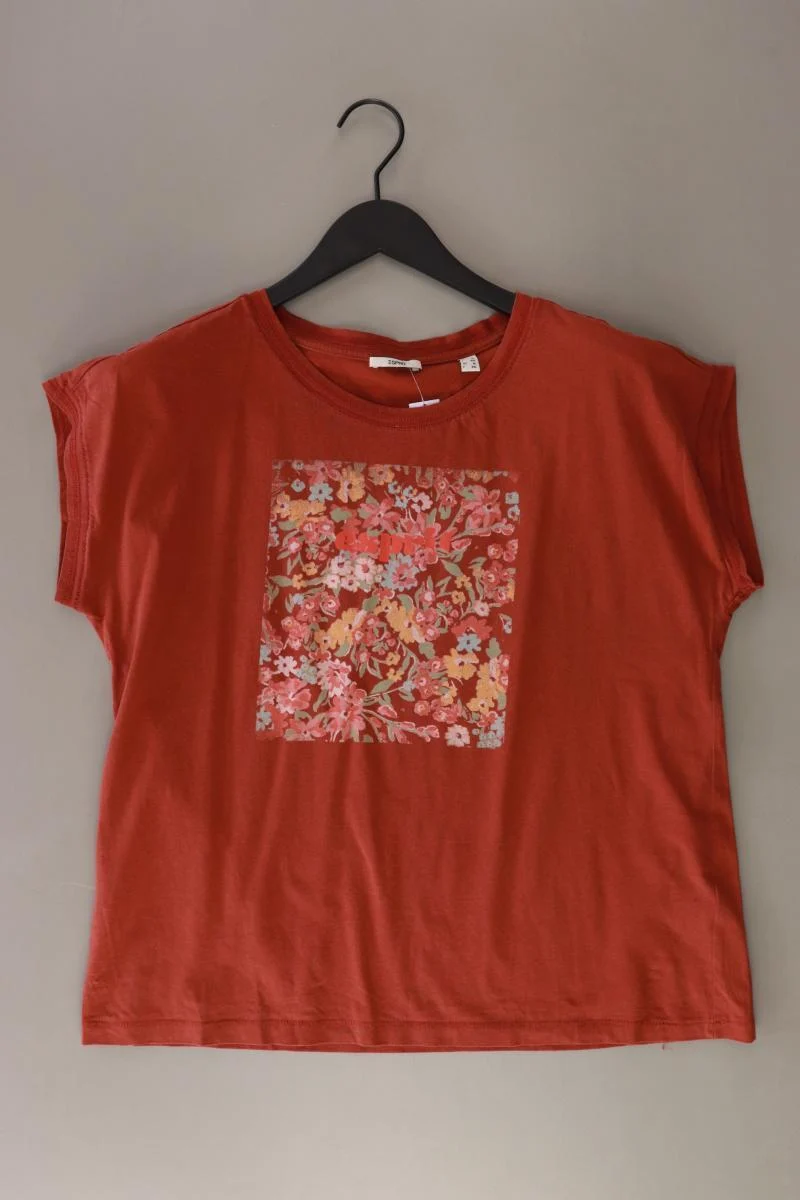 Esprit Printshirt Gr. XL Kurzarm braun aus Baumwolle