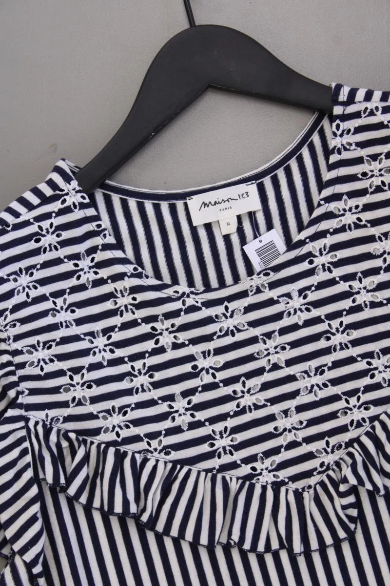 Maison 123 Paris Ringelshirt Gr. XL gestreift Ärmellos blau aus Baumwolle