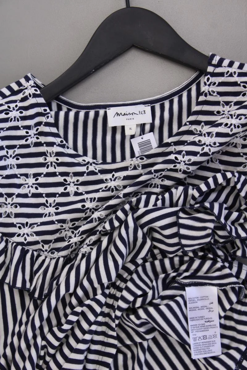 Maison 123 Paris Ringelshirt Gr. XL gestreift Ärmellos blau aus Baumwolle