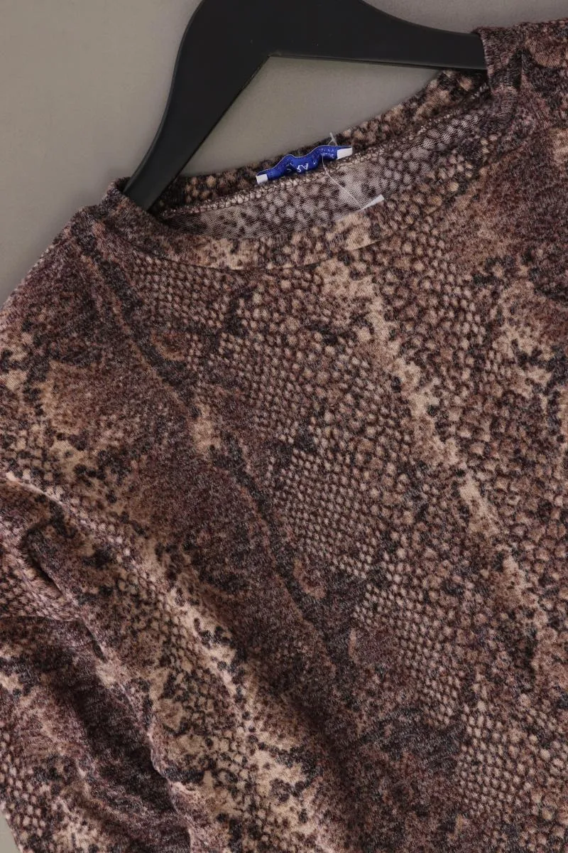 Zara Strickshirt Gr. M mit Tierdruck 3/4 Ärmel braun aus Viskose