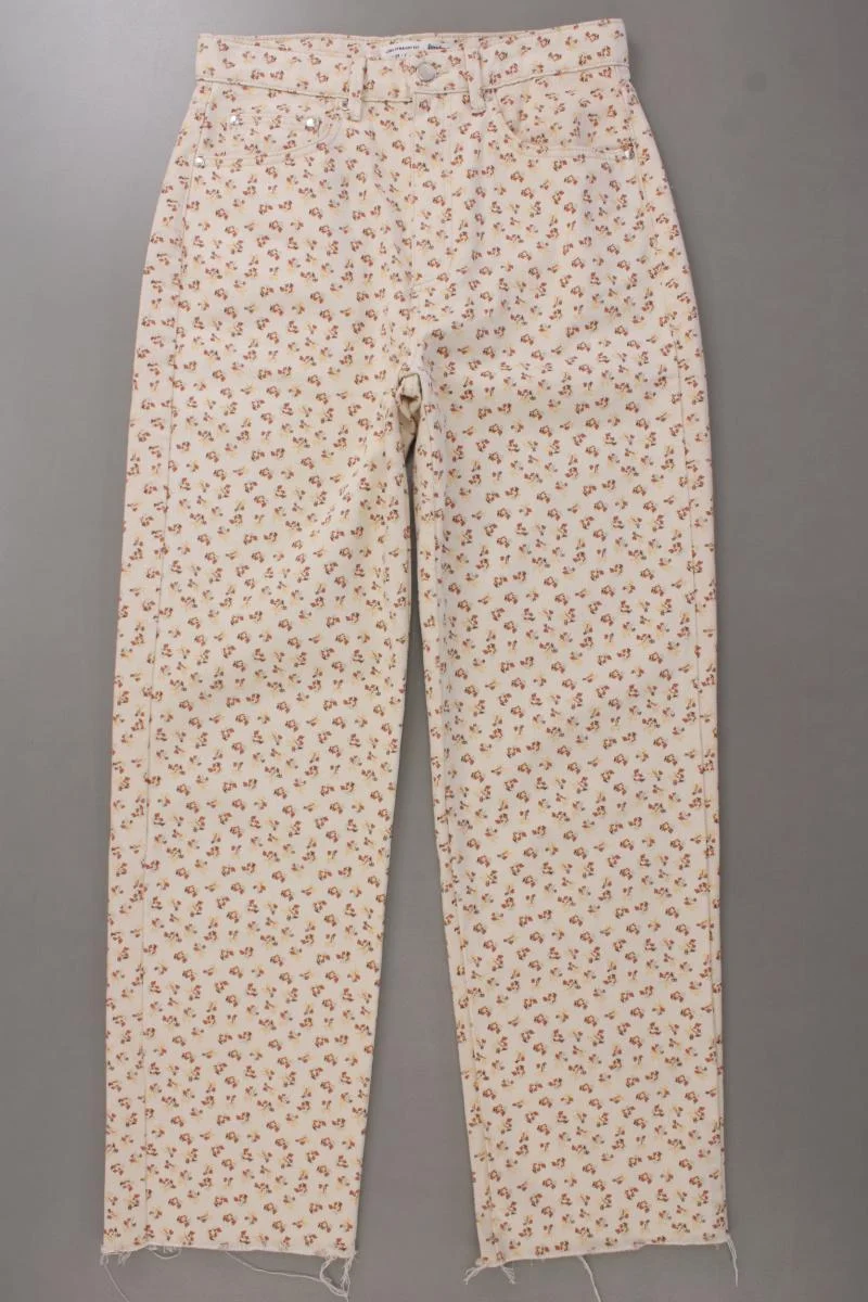 Stradivarius Five-Pocket-Hose Gr. 38 mit Blumenmuster creme