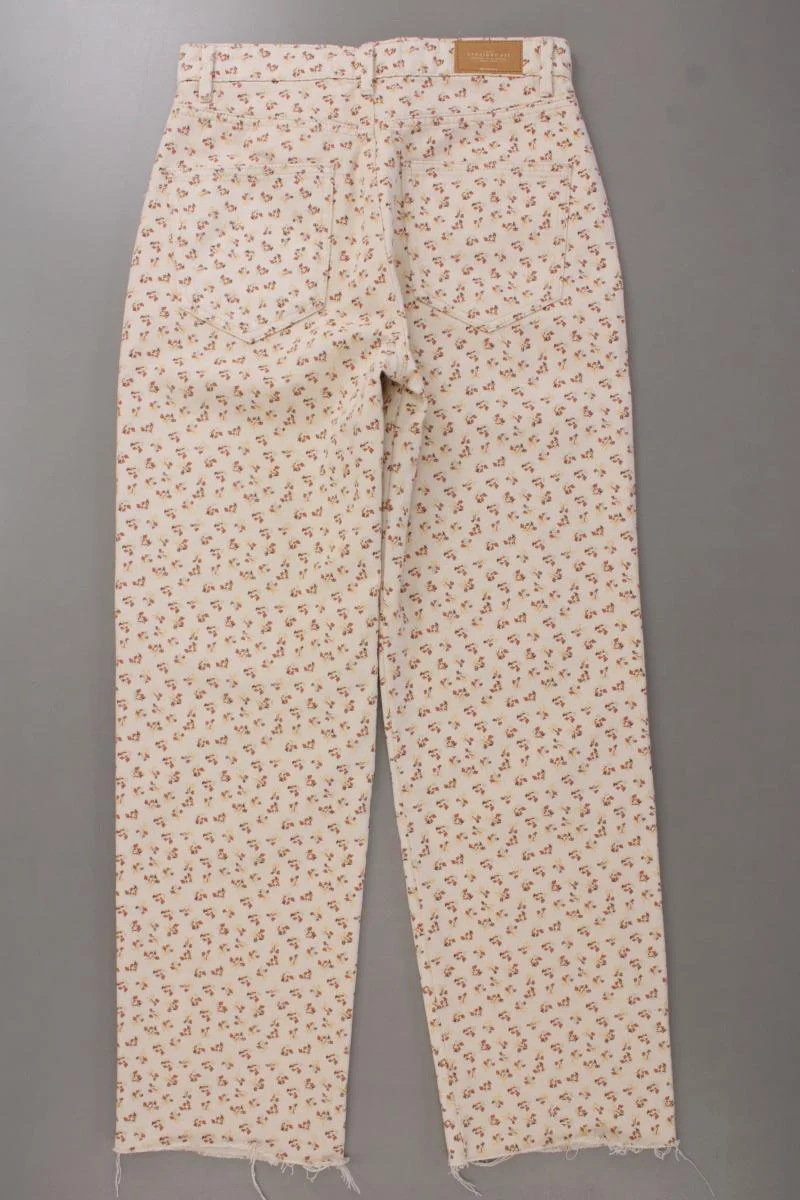 Stradivarius Five-Pocket-Hose Gr. 38 mit Blumenmuster creme