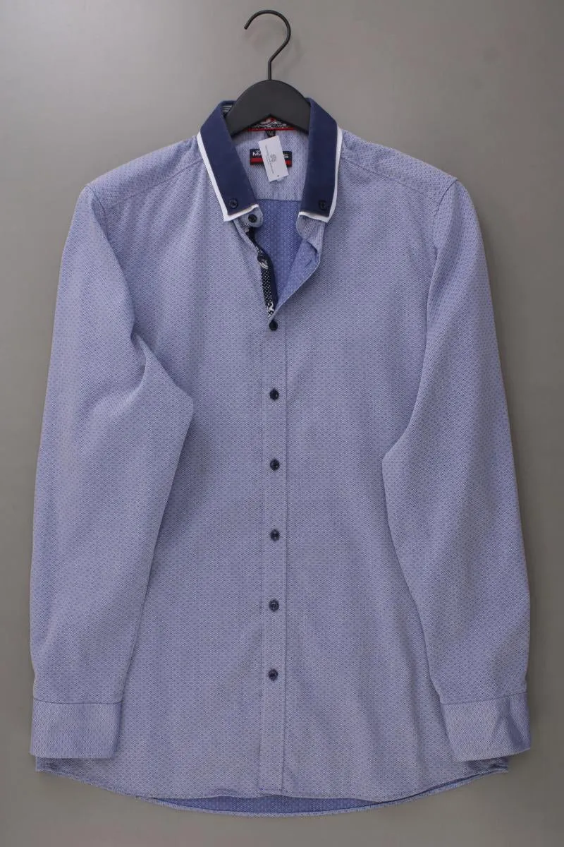 MARVELIS Langarmhemd für Herren Gr. Hemdgröße 44 blau aus Baumwolle