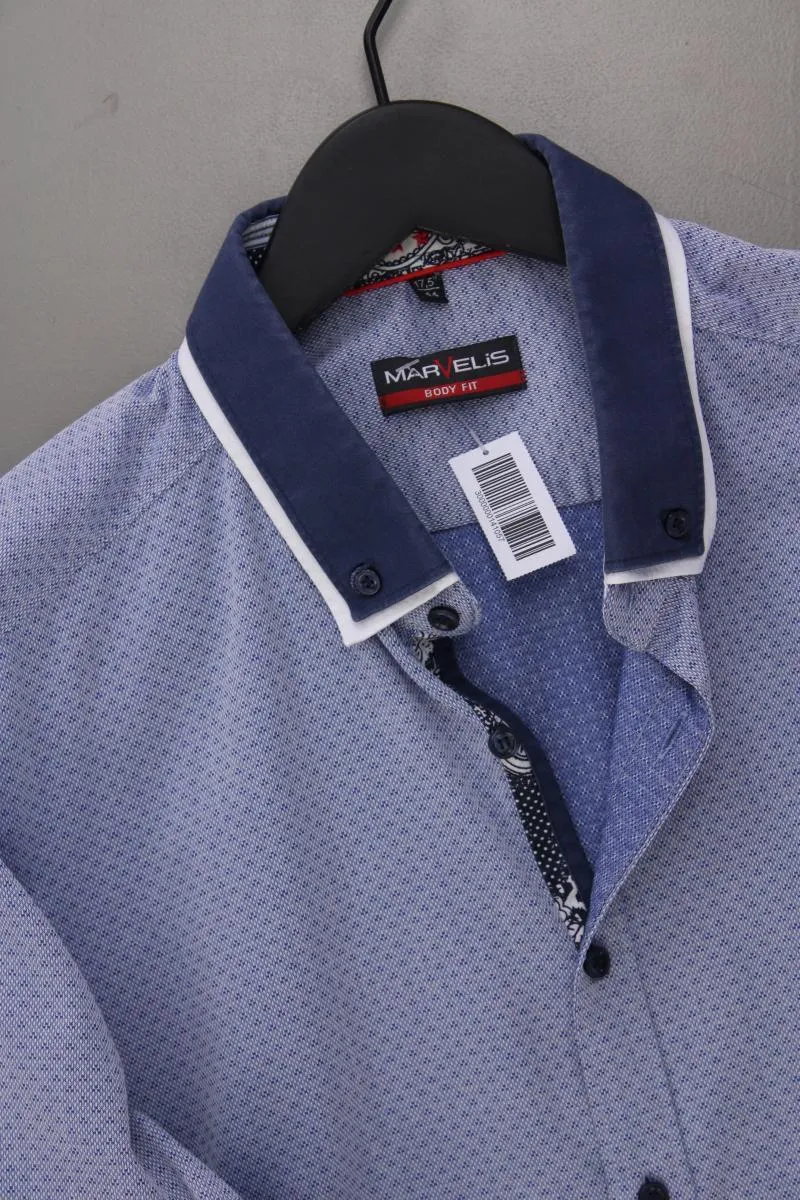 MARVELIS Langarmhemd für Herren Gr. Hemdgröße 44 blau aus Baumwolle