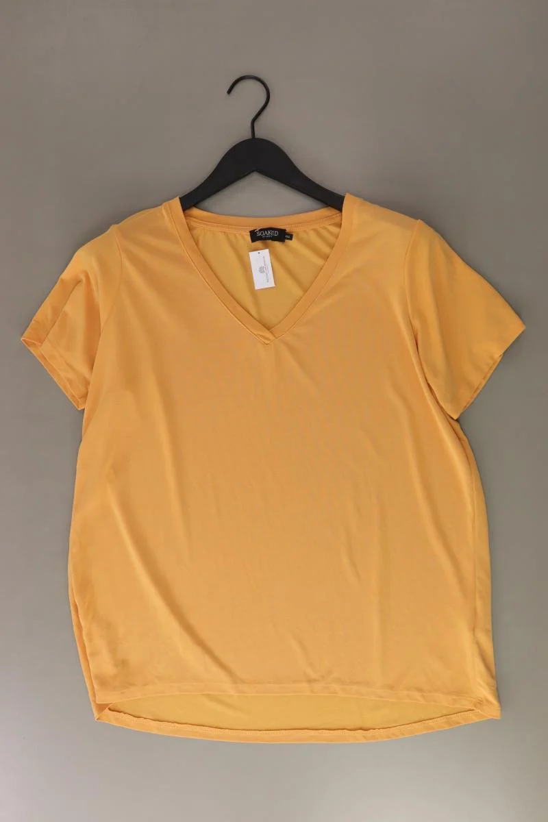 SOAKED IN LUXURY Shirt mit V-Ausschnitt Gr. XXL Kurzarm orange aus Modal