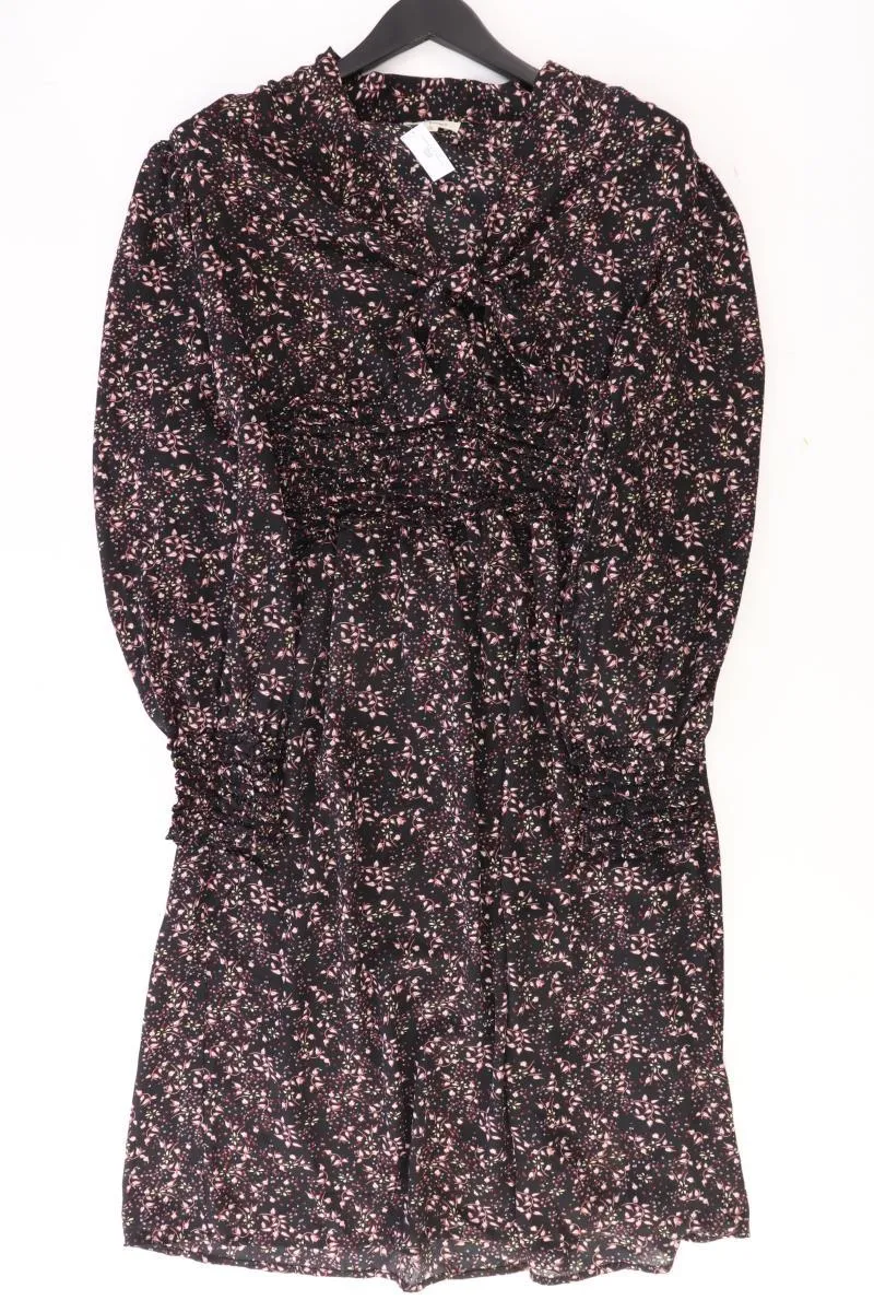 MAX STUDIO Langarmkleid Gr. L mit Blumenmuster schwarz aus Polyester
