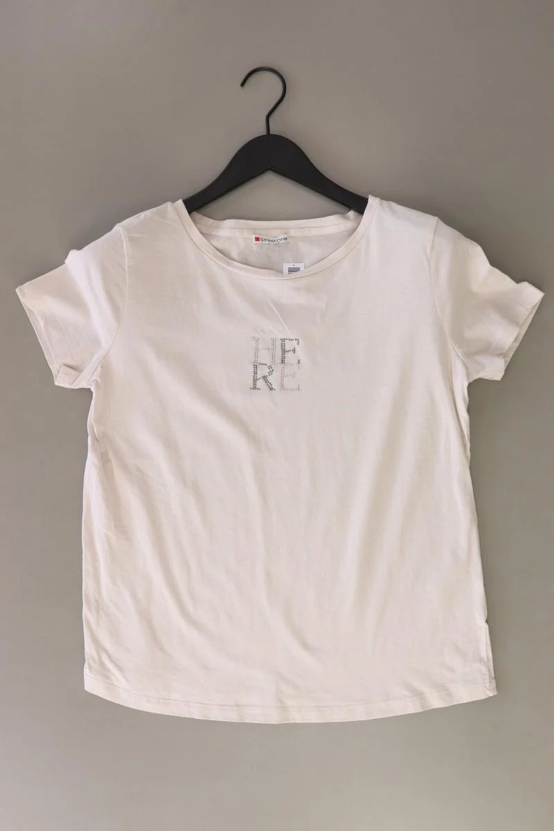 Street One T-Shirt Gr. M Kurzarm creme aus Baumwolle