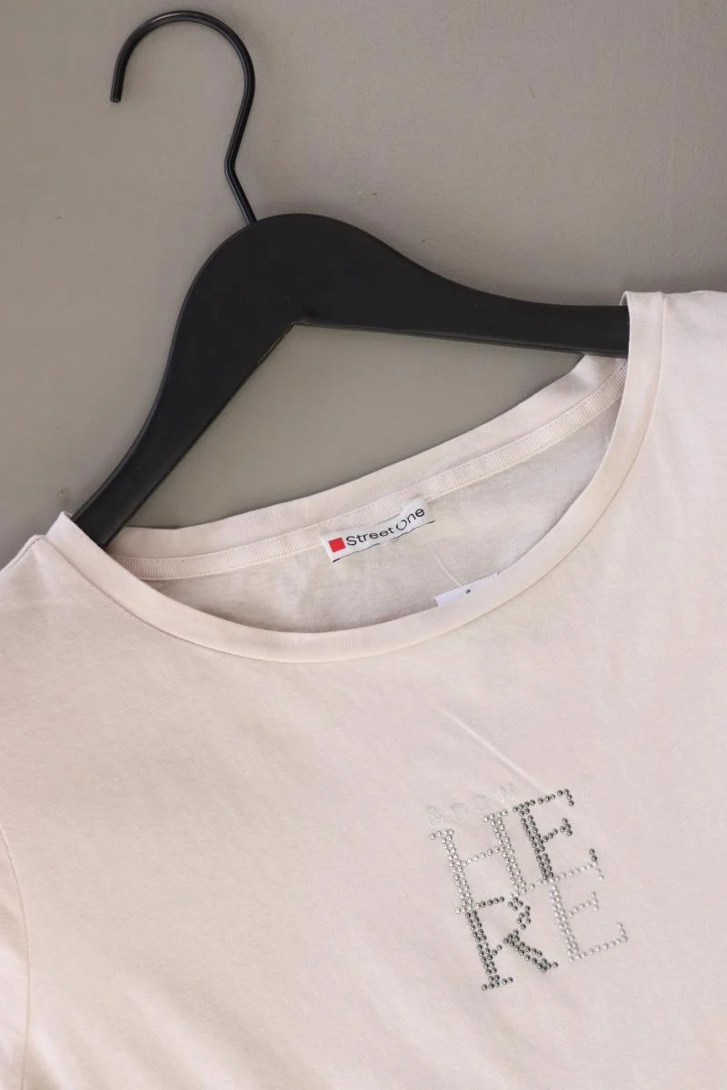 Street One T-Shirt Gr. M Kurzarm creme aus Baumwolle