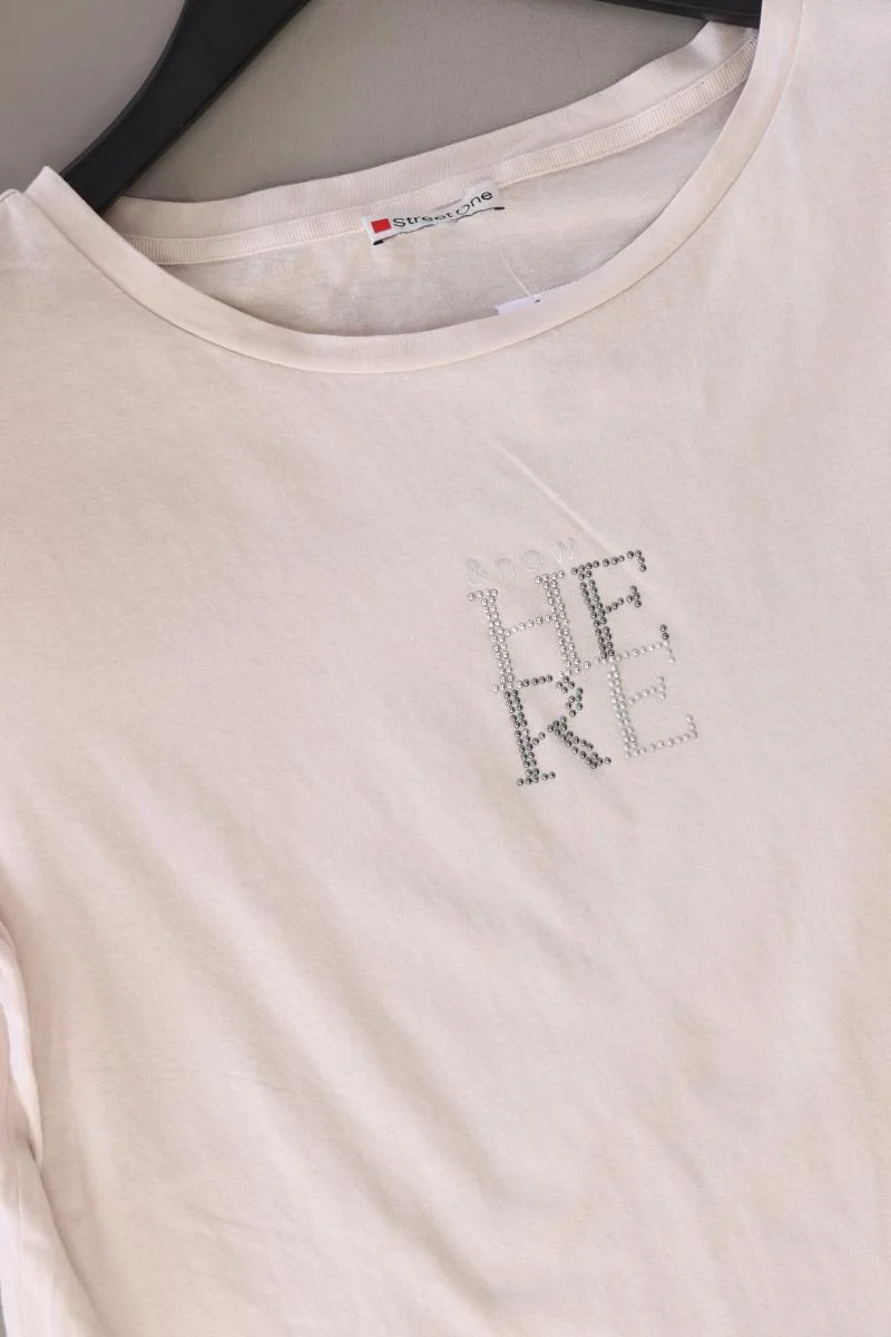 Street One T-Shirt Gr. M Kurzarm creme aus Baumwolle