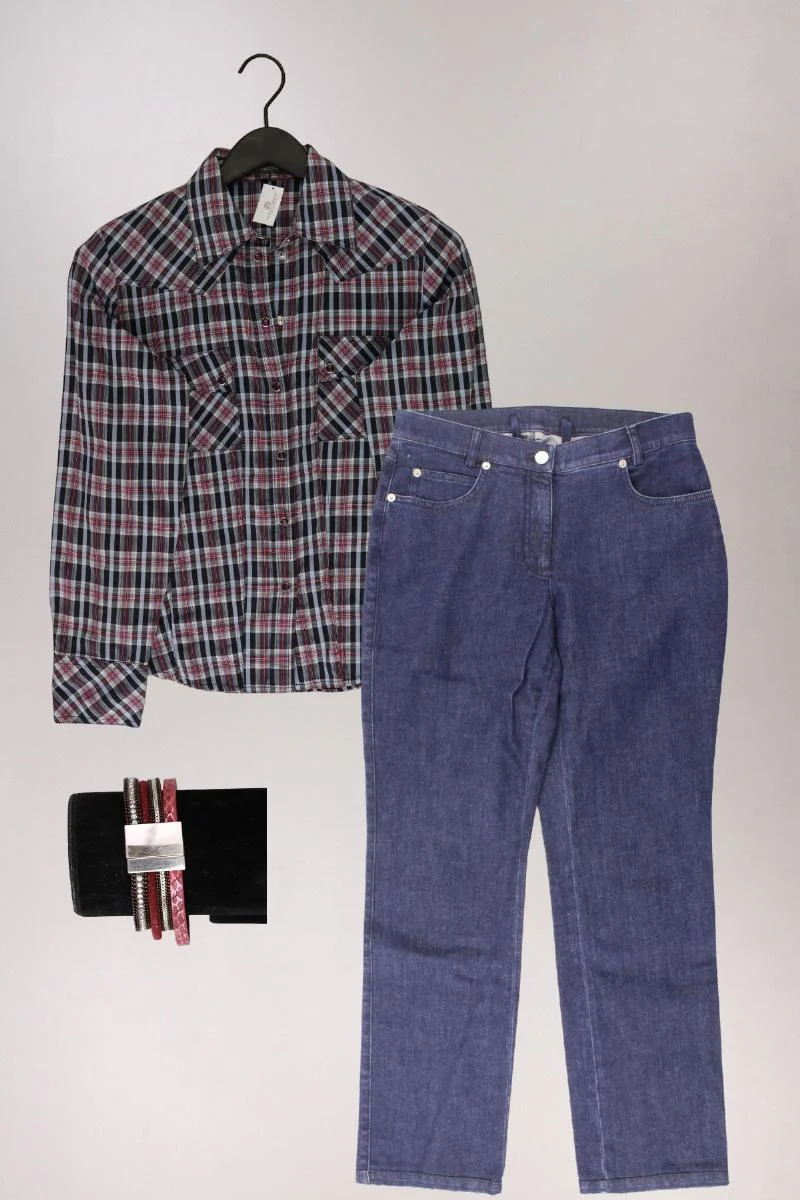 Second Hand Outfit Größe M mit Street One Karobluse in Gr. 38 und Armband