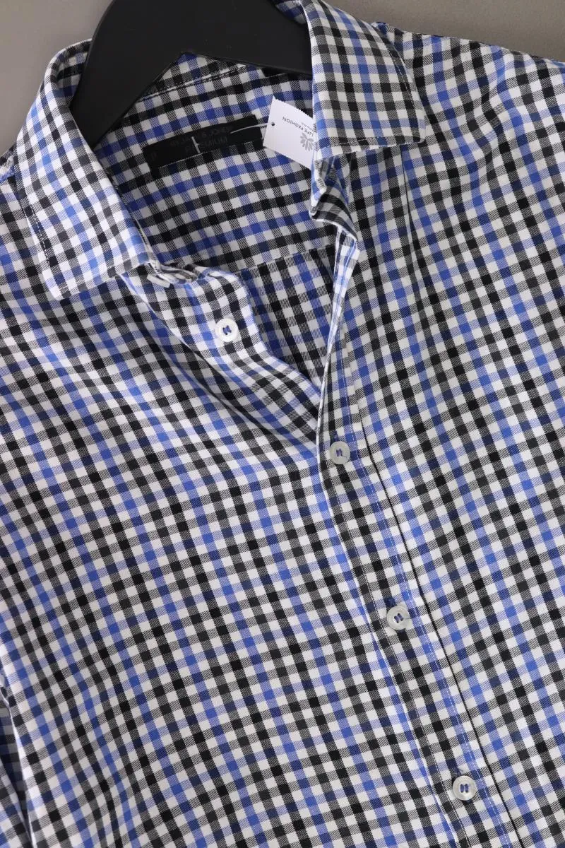 Jack & Jones Karohemd für Herren Gr. S kariert Langarm blau aus Baumwolle