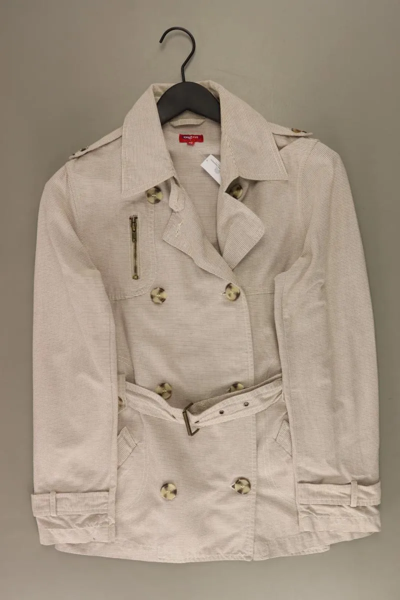 Regular Jacke Gr. 38 gestreift mit Gürtel braun aus Baumwolle