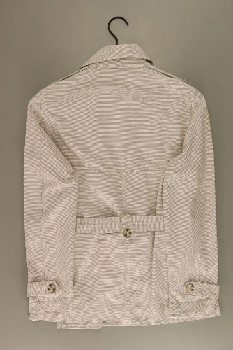 Regular Jacke Gr. 38 gestreift mit Gürtel braun aus Baumwolle