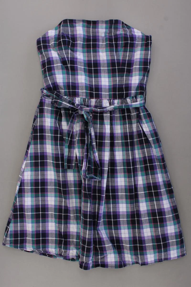 Sisley Bandeaukleid Gr. M kariert mit Gürtel Ärmellos lila aus Baumwolle