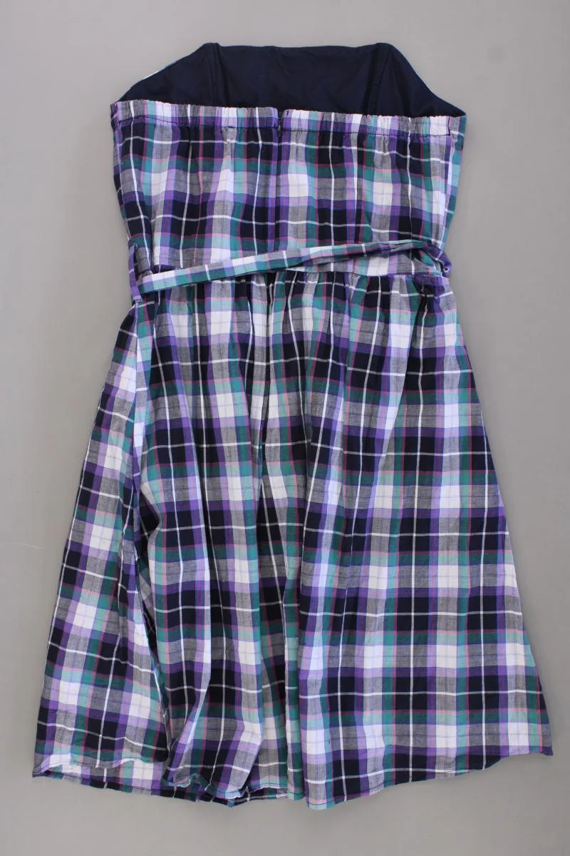 Sisley Bandeaukleid Gr. M kariert mit Gürtel Ärmellos lila aus Baumwolle
