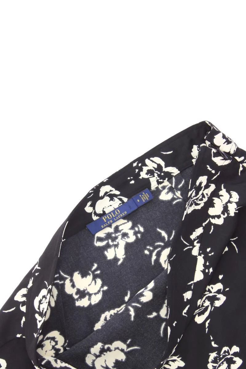 Polo Ralph Lauren Midirock Gr. UK 8 (XS) mit Blumenmuster schwarz aus Polyester