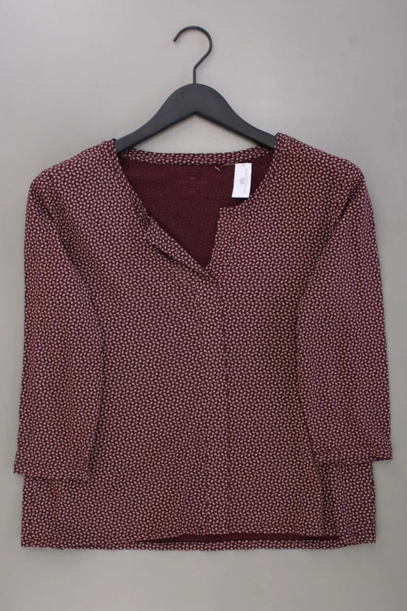 Tom Tailor Shirt mit V-Ausschnitt Gr. M geometrisches Muster 3/4 Ärmel rot