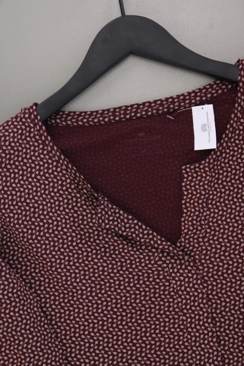 Tom Tailor Shirt mit V-Ausschnitt Gr. M geometrisches Muster 3/4 Ärmel rot