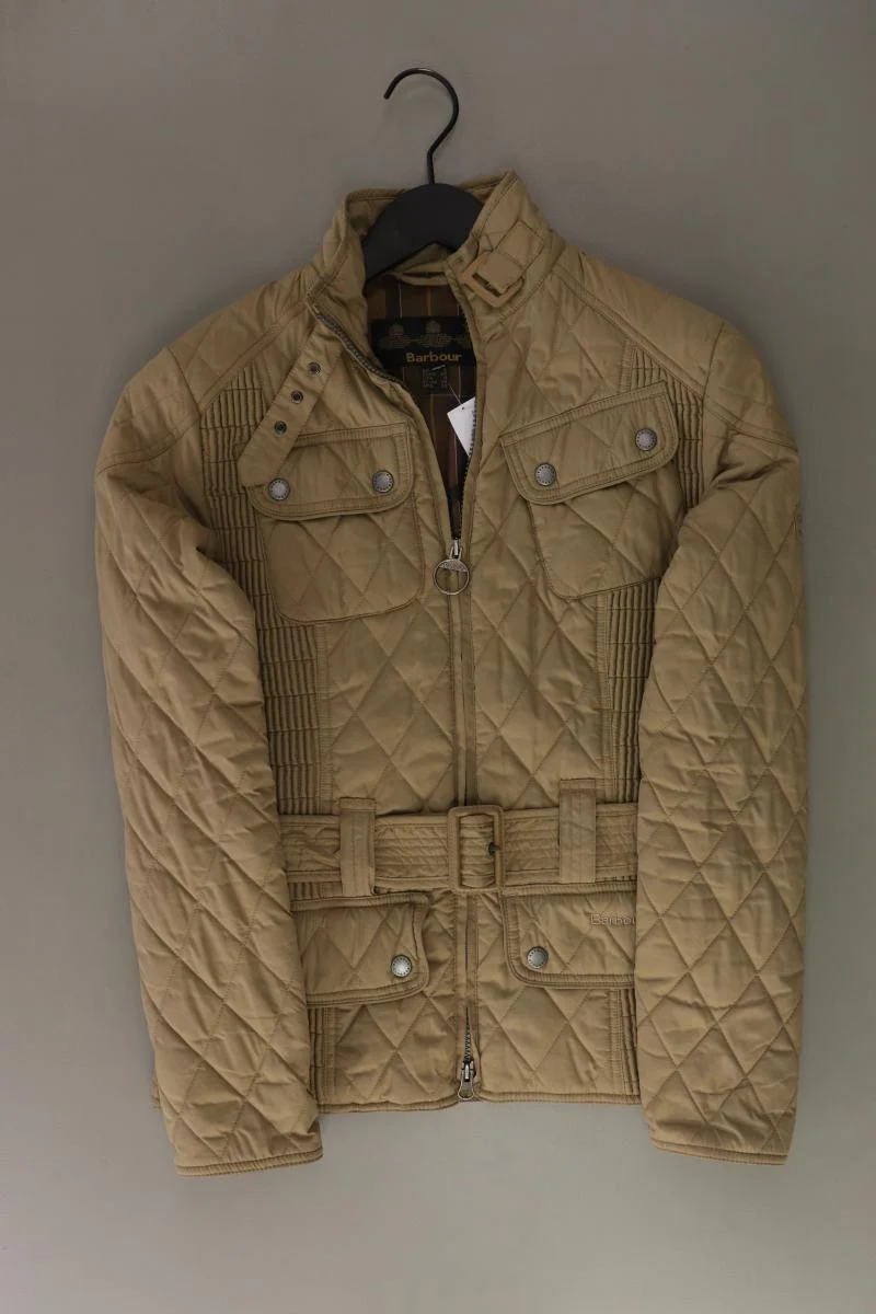 Barbour Steppjacke Gr. 34 mit Gürtel braun aus Polyester