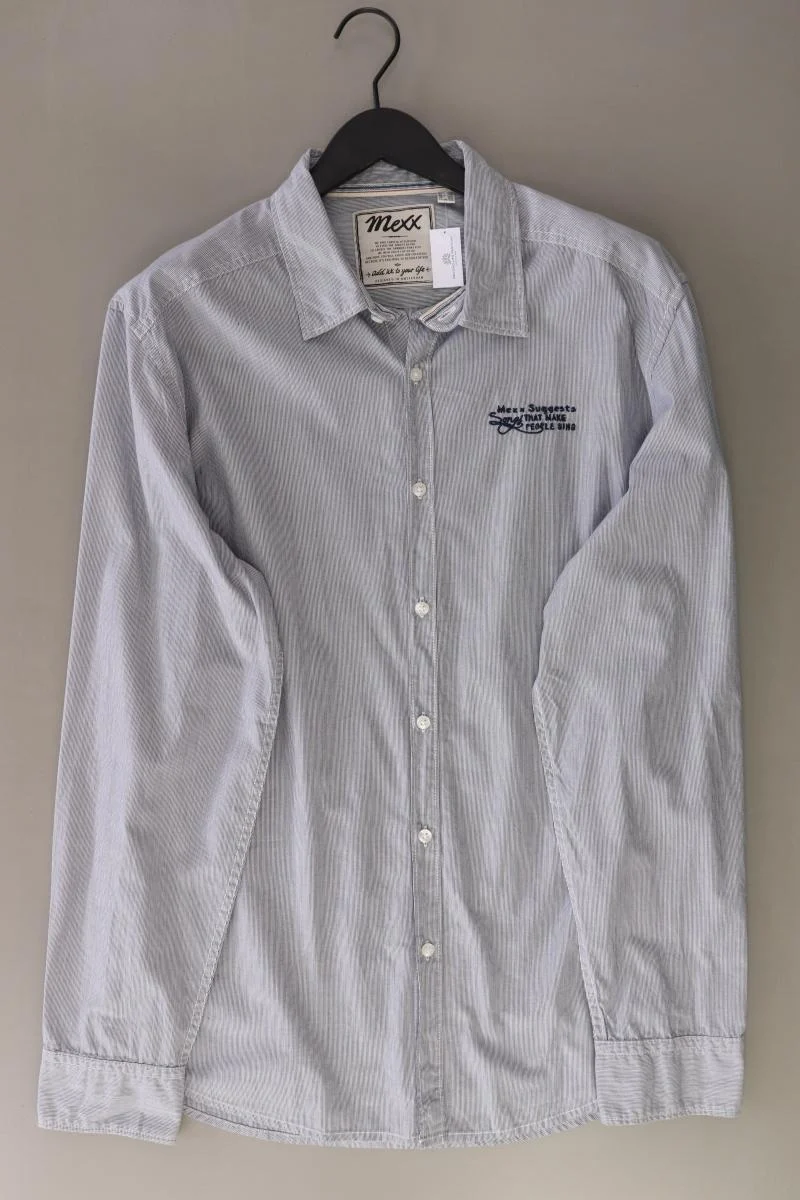 Mexx Langarmhemd für Herren Gr. XXL blau aus Baumwolle