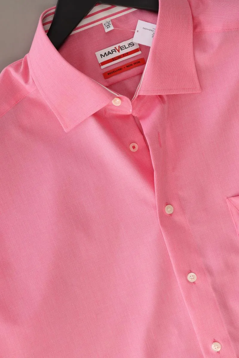 MARVELIS Kurzarmhemd für Herren Gr. Hemdgröße 45 rosa aus Baumwolle