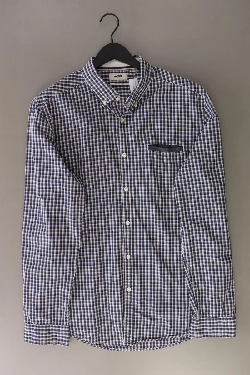 Mexx Karohemd für Herren Gr. XXL kariert Langarm blau aus Baumwolle