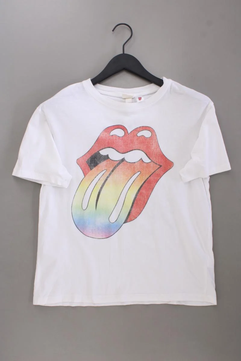 H&M L.O.G.G Printshirt für Herren Gr. S Kurzarm weiß aus Baumwolle