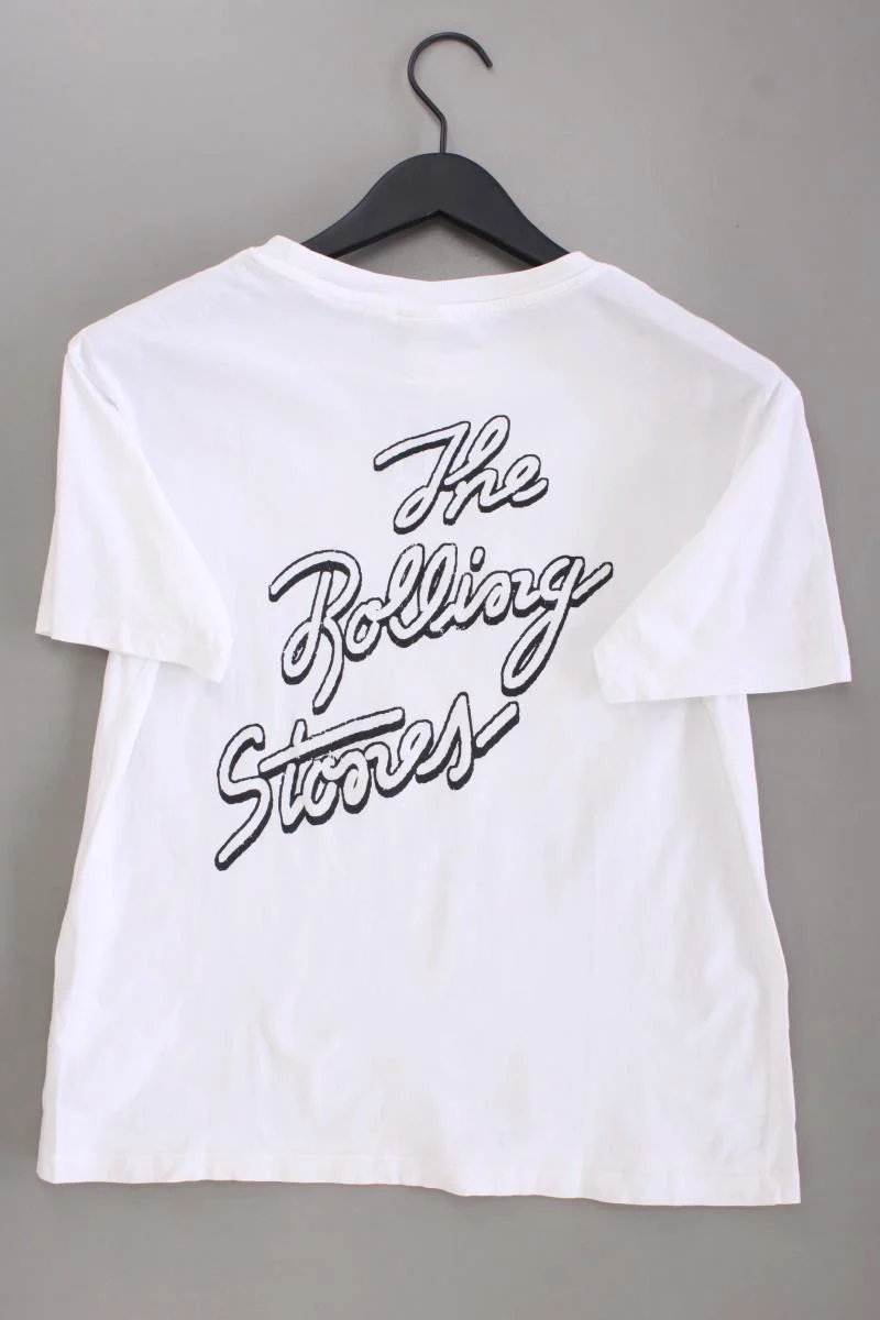 H&M L.O.G.G Printshirt für Herren Gr. S Kurzarm weiß aus Baumwolle