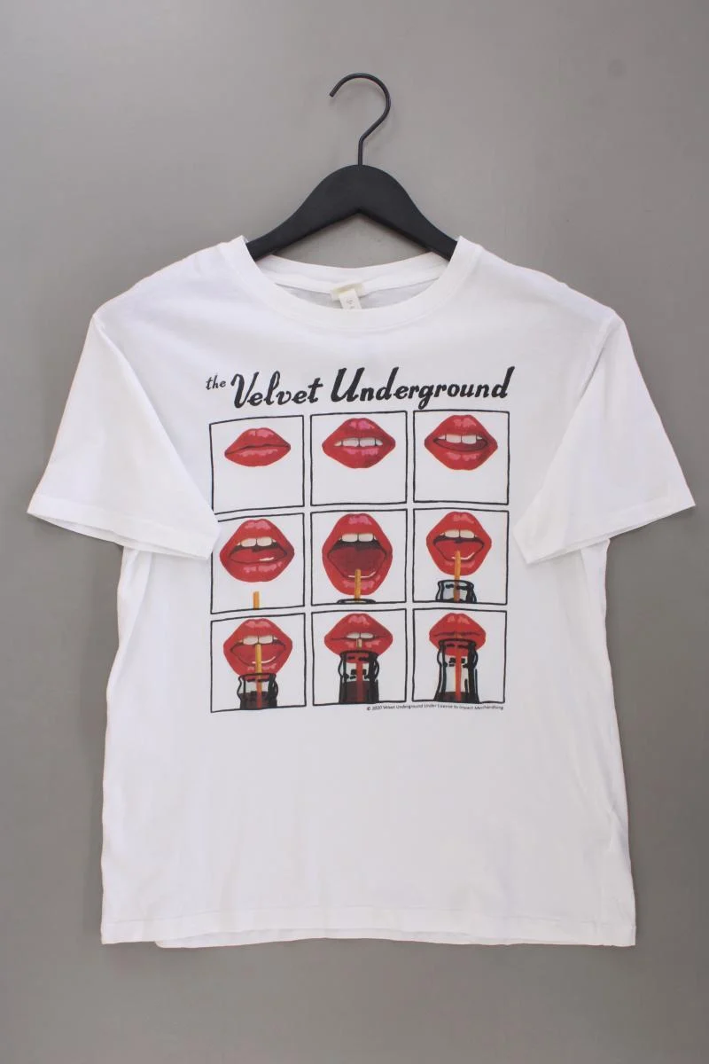H&M L.O.G.G Printshirt für Herren Gr. S Kurzarm weiß aus Baumwolle