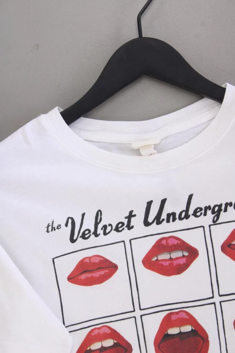 H&M L.O.G.G Printshirt für Herren Gr. S Kurzarm weiß aus Baumwolle