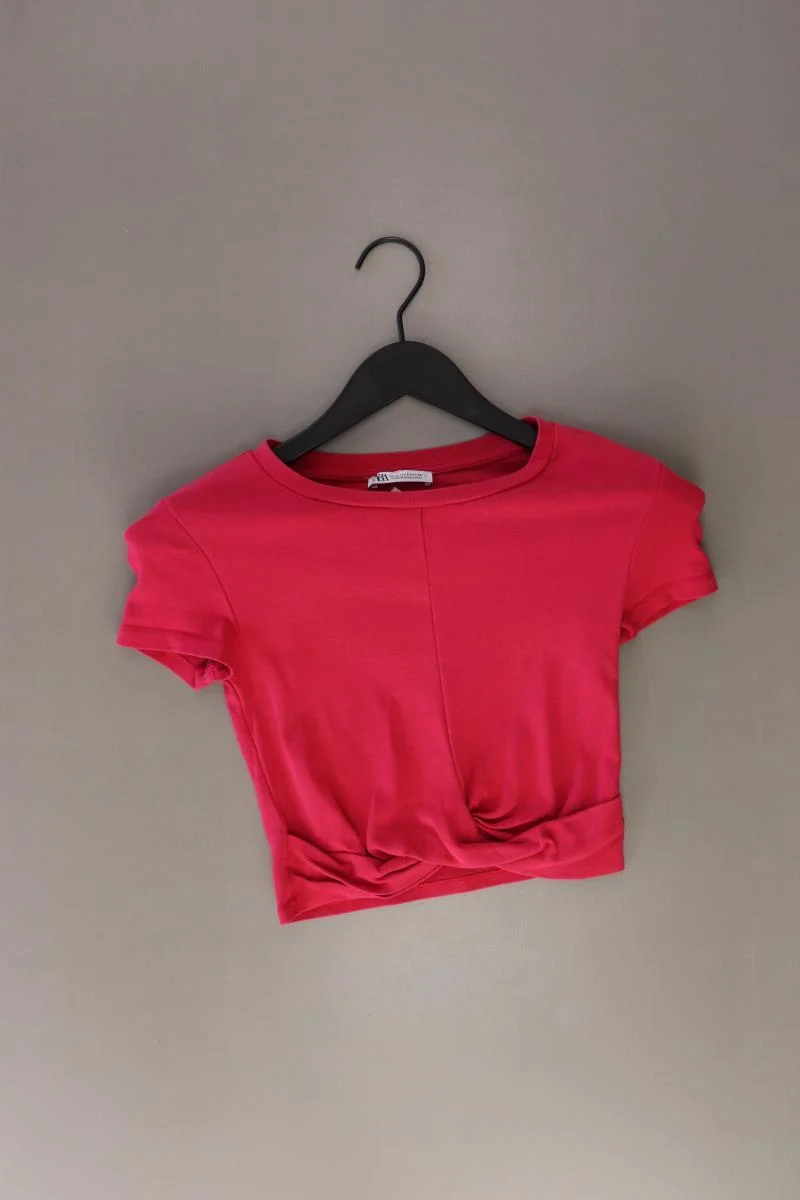 Zara Cropped Shirt Gr. S Kurzarm pink aus Baumwolle