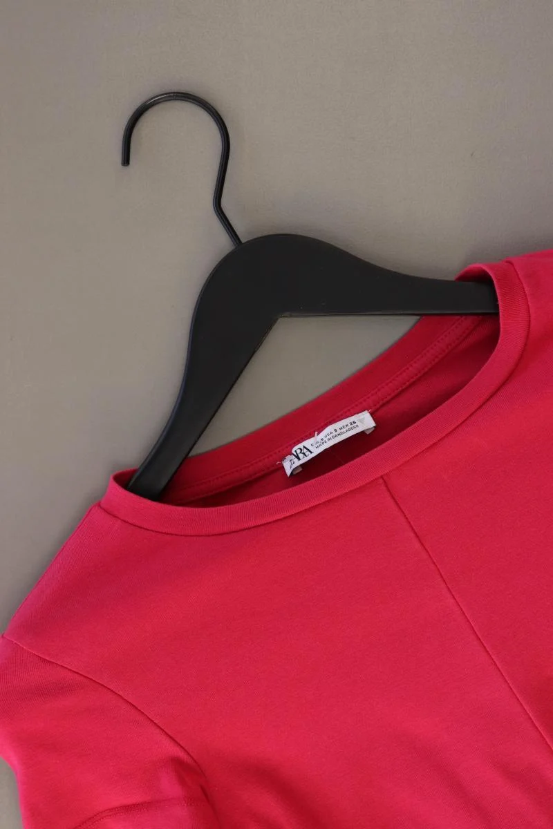 Zara Cropped Shirt Gr. S Kurzarm pink aus Baumwolle