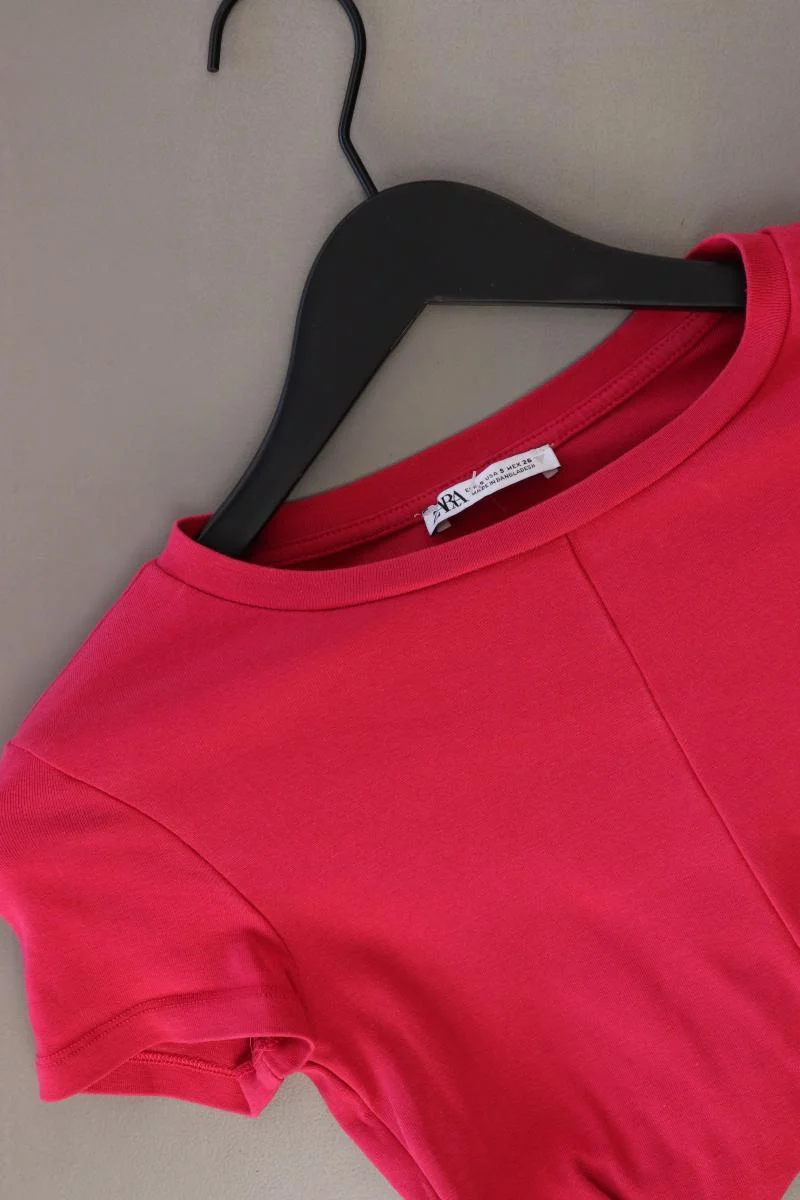 Zara Cropped Shirt Gr. S Kurzarm pink aus Baumwolle