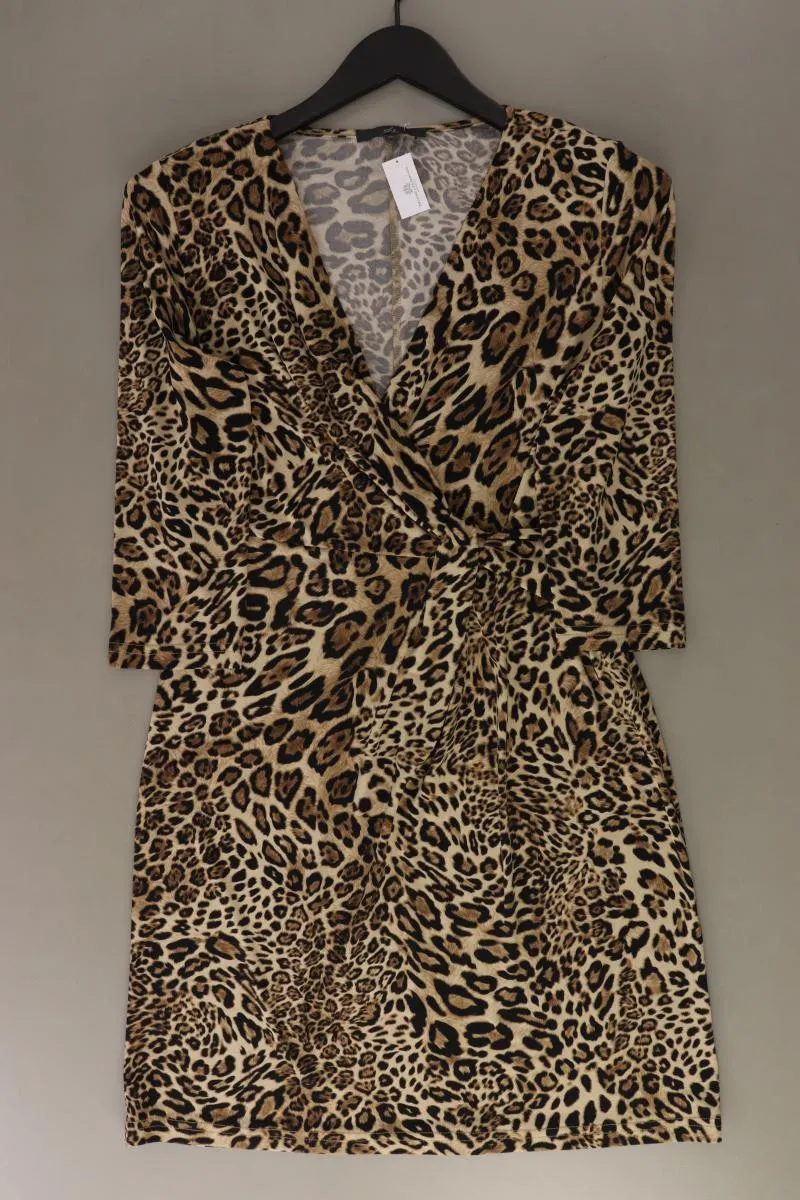 She Schlauchkleid Gr. 40 mit Tierdruck 3/4 Ärmel braun aus Polyester