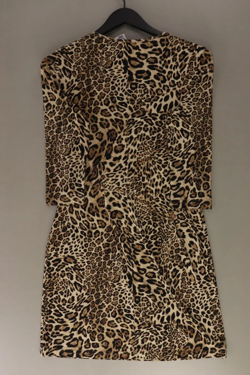 She Schlauchkleid Gr. 40 mit Tierdruck 3/4 Ärmel braun aus Polyester
