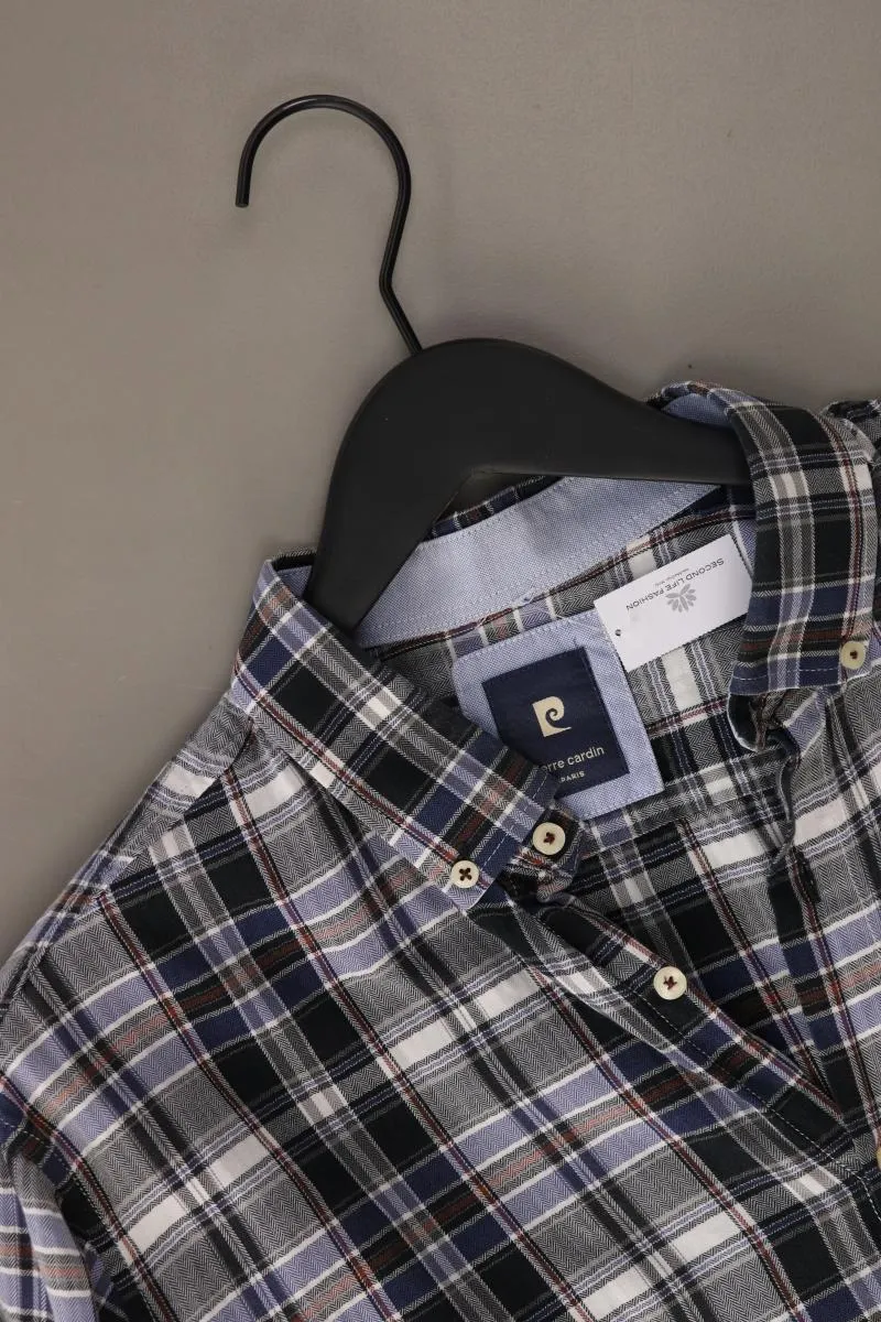 Pierre Cardin Karohemd für Herren Gr. XL kariert Langarm blau aus Baumwolle