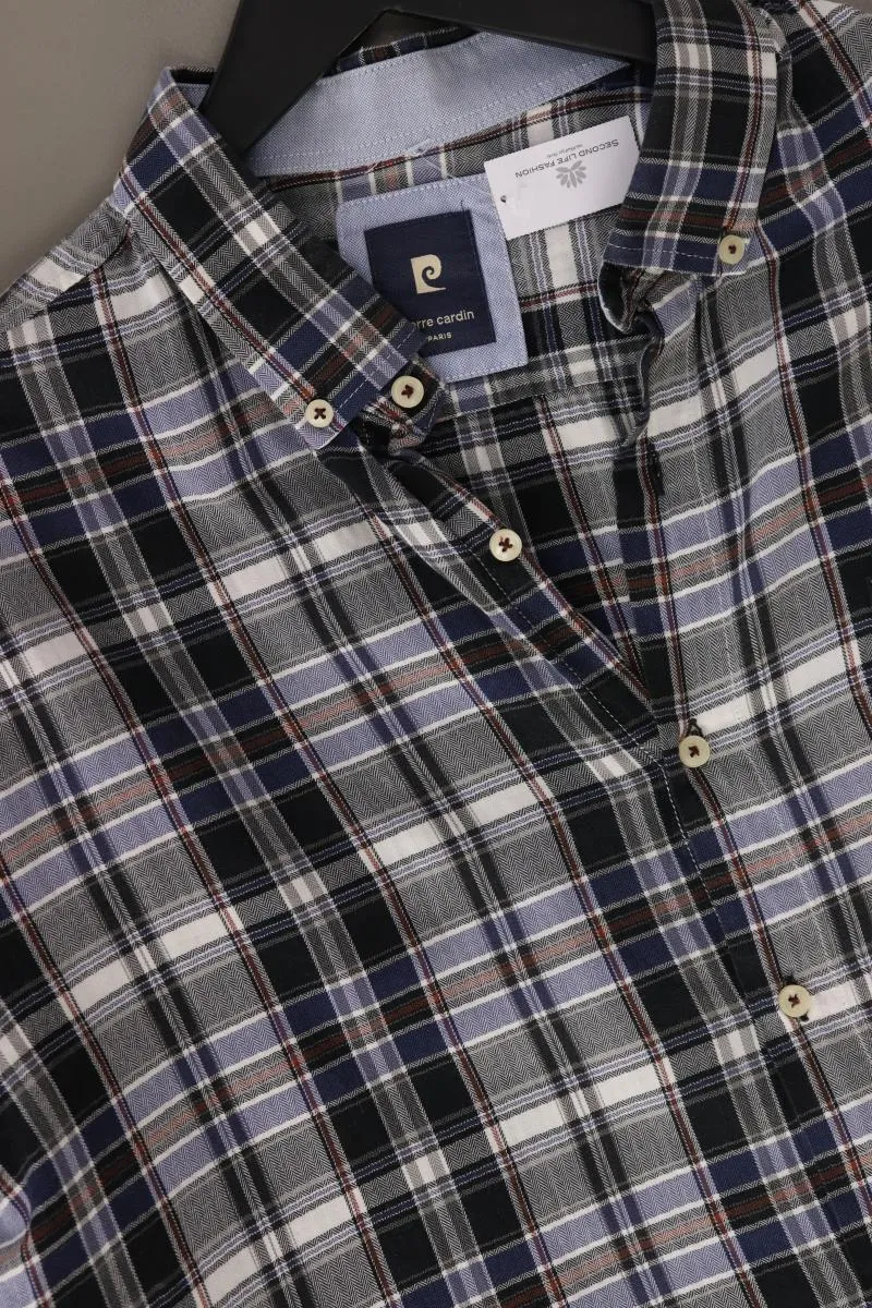 Pierre Cardin Karohemd für Herren Gr. XL kariert Langarm blau aus Baumwolle