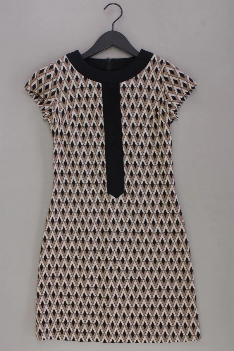 PiuPiu Bleistiftkleid Gr. 34 geometrisches Muster Kurzarm braun aus Viskose