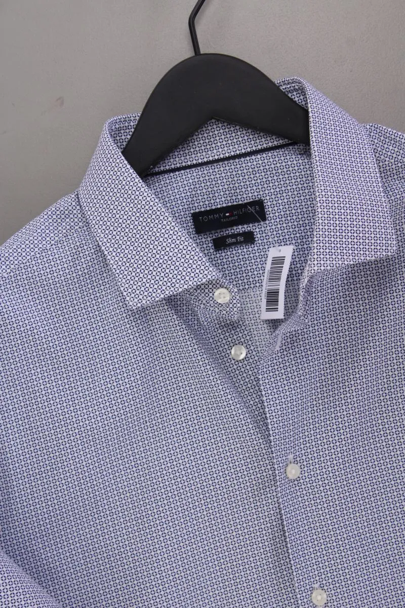 Tommy Hilfiger Langarmhemd für Herren Gr. Hemdgröße 44 geometrisches Muster blau